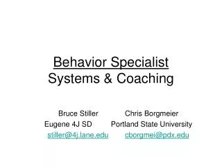 Behavior Specialist Systems &amp; Coaching