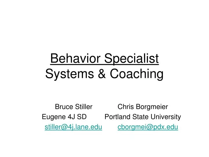behavior specialist systems coaching