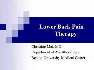 Lower Back Pain Therapy