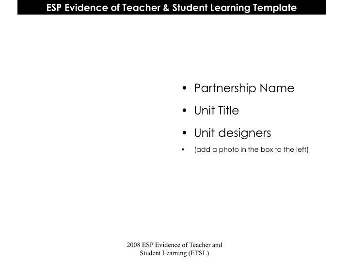 esp evidence of teacher student learning template