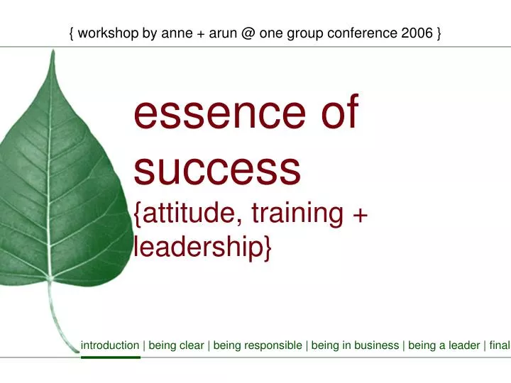 workshop by anne arun @ one group conference 2006