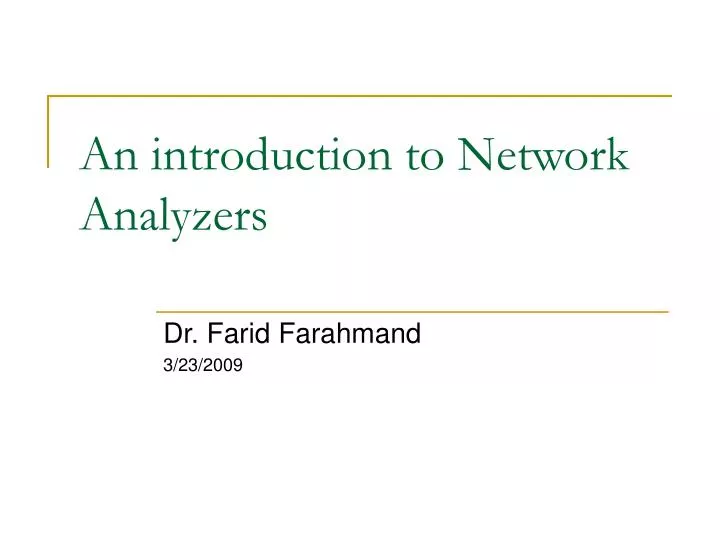 an introduction to network analyzers
