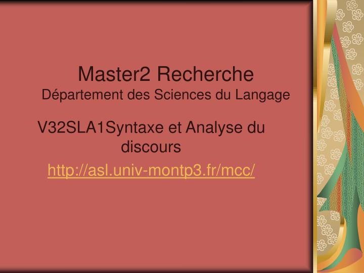 master2 recherche d partement des sciences du langage