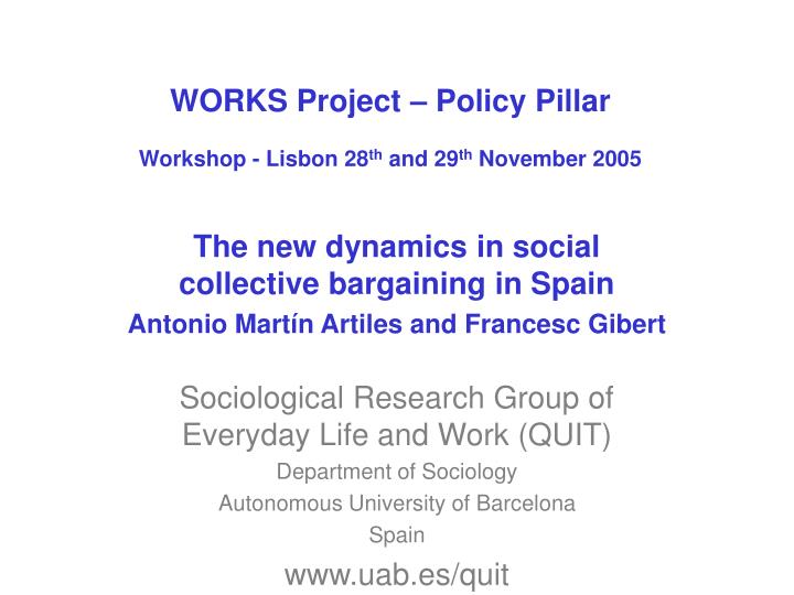 works project policy pillar workshop lisbon 28 th and 29 th november 2005