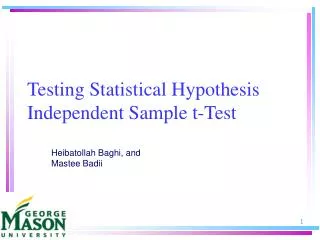 Testing Statistical Hypothesis Independent Sample t-Test