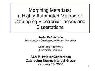 Morphing Metadata: a Highly Automated Method of Cataloging Electronic Theses and Dissertations