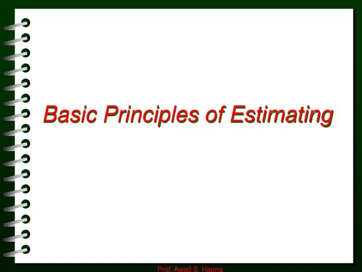 basic principles of estimating