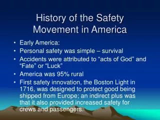 History of the Safety Movement in America