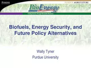 Biofuels, Energy Security, and Future Policy Alternatives