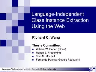 Language-Independent Class Instance Extraction Using the Web