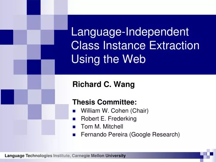 language independent class instance extraction using the web