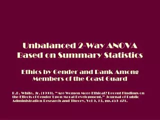 Unbalanced 2-Way ANOVA Based on Summary Statistics