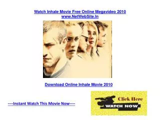 Inhale Movie Free Online Review