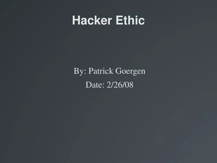hacker ethic