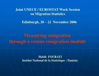 Joint UNECE / EUROSTAT Work Session on Migration Statistics