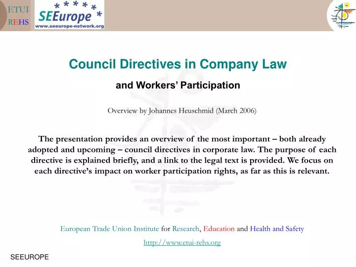 council directives in company law