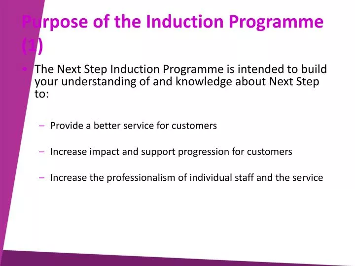 purpose of the induction programme 1
