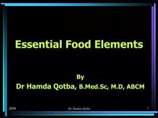 Essential Food Elements