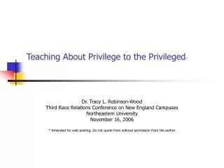 Teaching About Privilege to the Privileged *