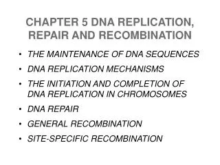 CHAPTER 5 DNA REPLICATION, REPAIR AND RECOMBINATION