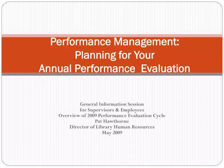 performance management planning for your annual performance evaluation