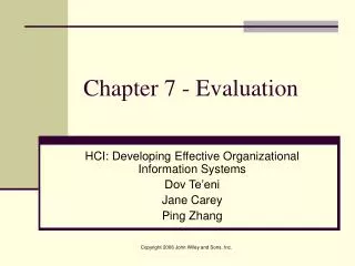 Chapter 7 - Evaluation