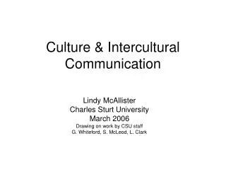 Culture &amp; Intercultural Communication