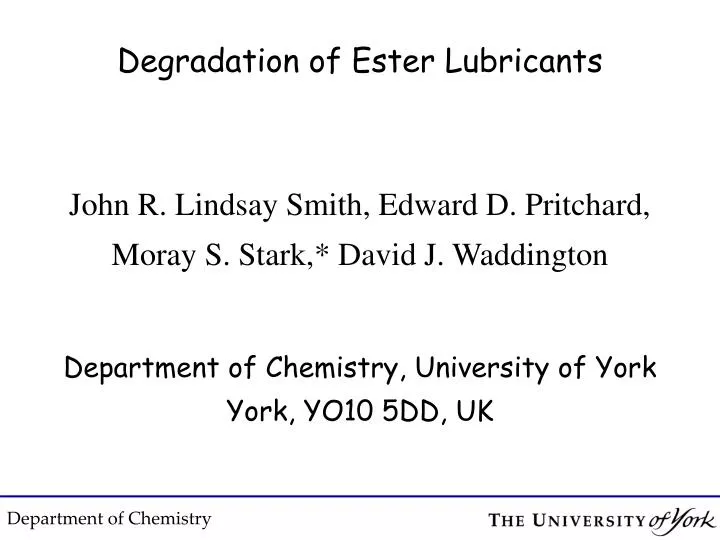 degradation of ester lubricants