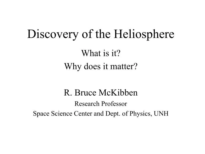 discovery of the heliosphere