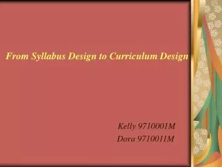 From Syllabus Design to Curriculum Design