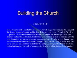 building the church