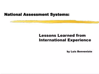 National Assessment Systems: