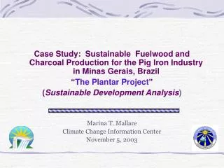 Case Study: Sustainable Fuelwood and Charcoal Production for the Pig Iron Industry in Minas Gerais, Brazil “ The Plant