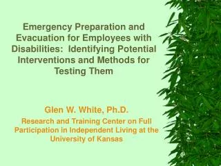 Emergency Preparation and Evacuation for Employees with Disabilities: Identifying Potential Interventions and Methods f