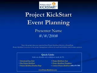 Project KickStart Event Planning