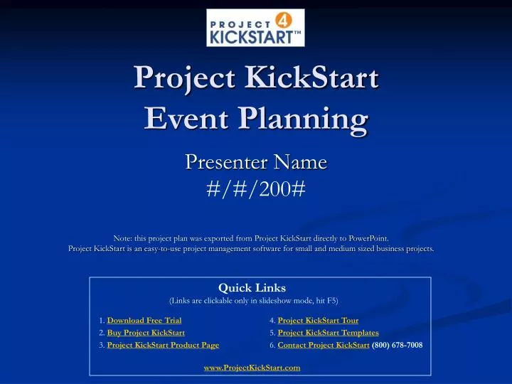 project kickstart event planning