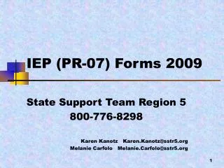 IEP (PR-07) Forms 2009