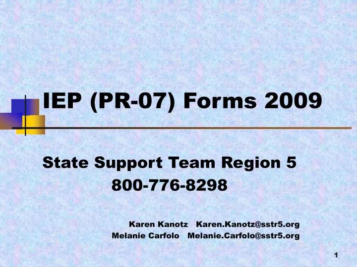 iep pr 07 forms 2009