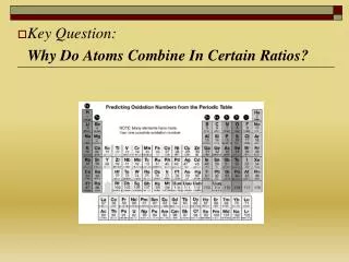 Key Question: Why Do Atoms Combine In Certain Ratios?