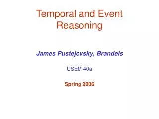 Temporal and Event Reasoning