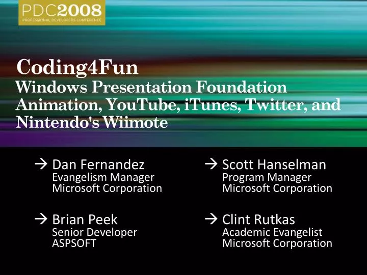 coding4fun windows presentation foundation animation youtube itunes twitter and nintendo s wiimote