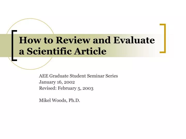 how to review and evaluate a scientific article