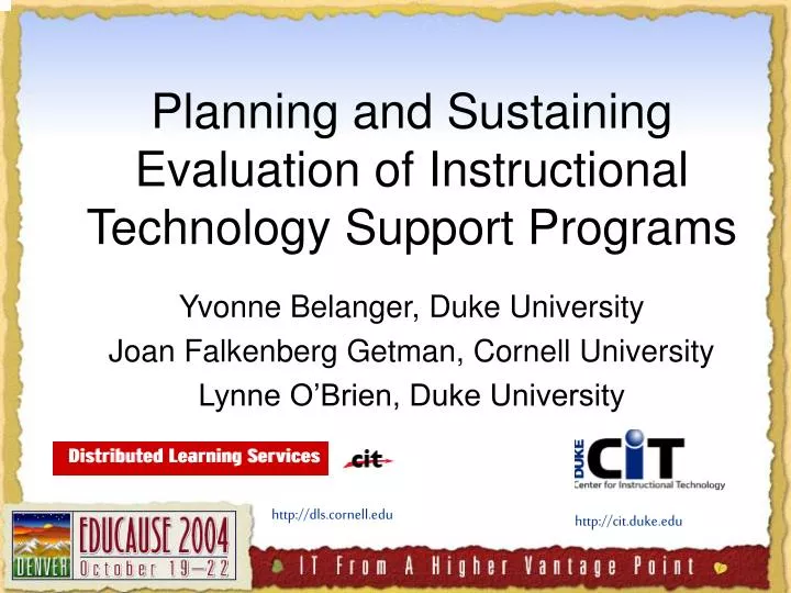 planning and sustaining evaluation of instructional technology support programs