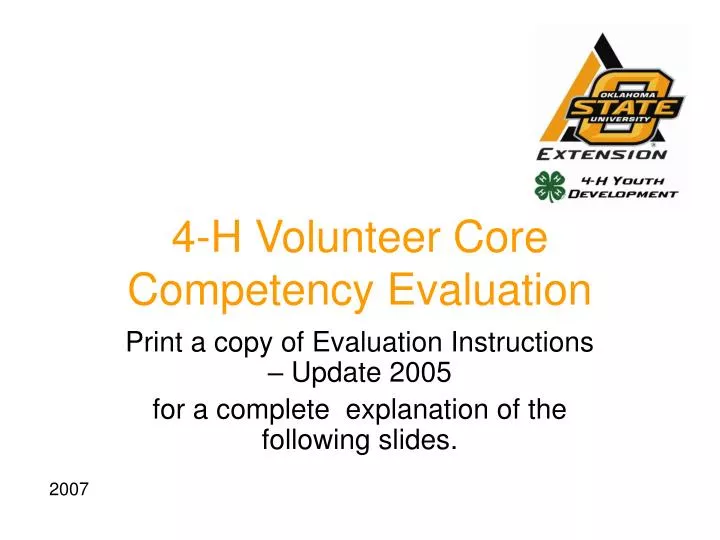 4 h volunteer core competency evaluation