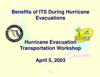 Benefits of ITS During Hurricane Evacuations Hurricane Evacuation Transportation Workshop April 5, 2003