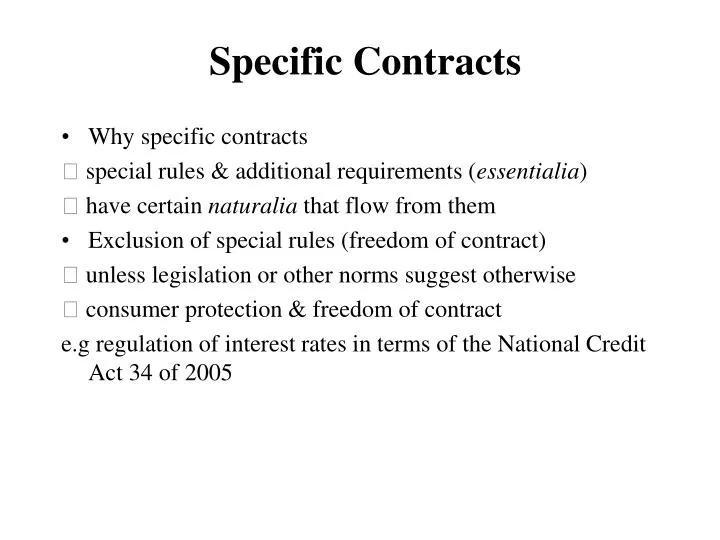 specific contracts
