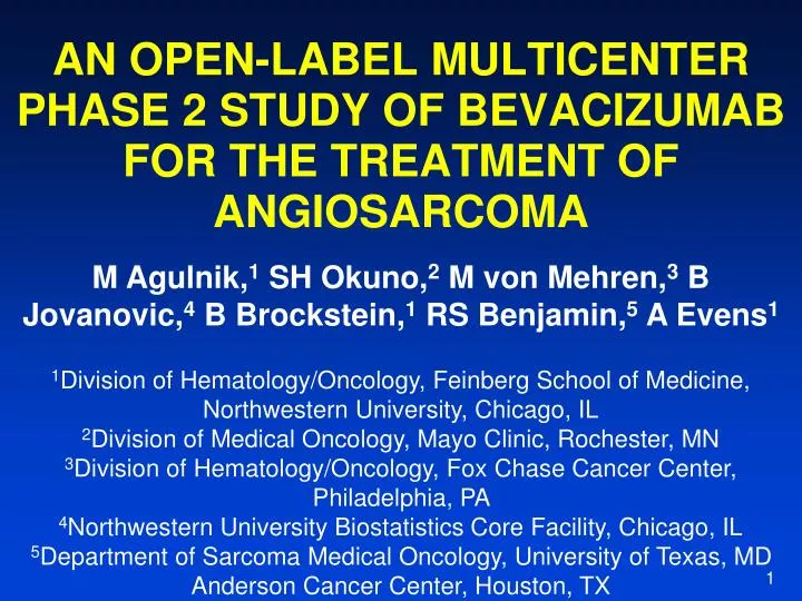 an open label multicenter phase 2 study of bevacizumab for the treatment of angiosarcoma