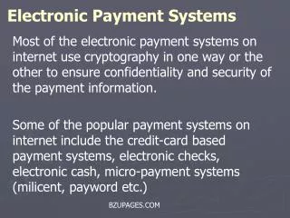 Electronic Payment Systems