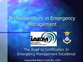 Professionalism in Emergency Management