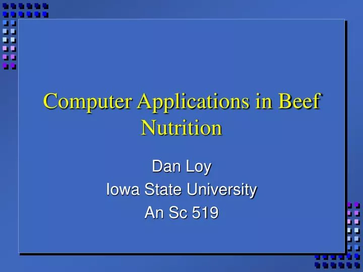computer applications in beef nutrition